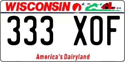 WI license plate 333XOF