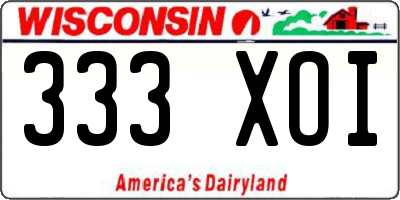 WI license plate 333XOI