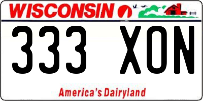 WI license plate 333XON