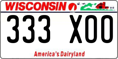 WI license plate 333XOO
