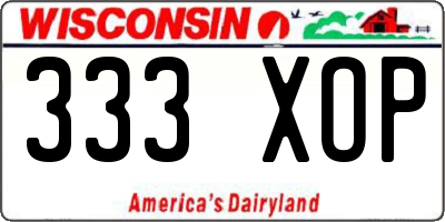 WI license plate 333XOP