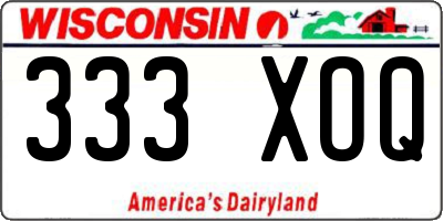 WI license plate 333XOQ