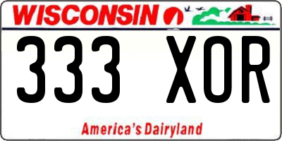WI license plate 333XOR