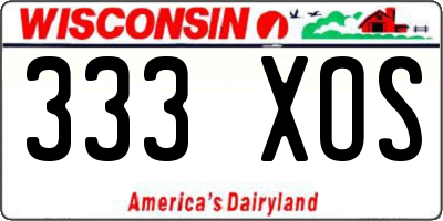 WI license plate 333XOS