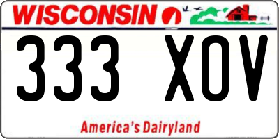 WI license plate 333XOV