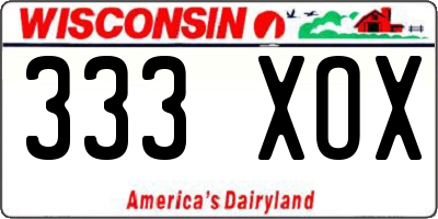 WI license plate 333XOX