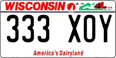 WI license plate 333XOY
