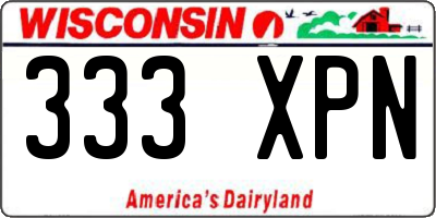 WI license plate 333XPN