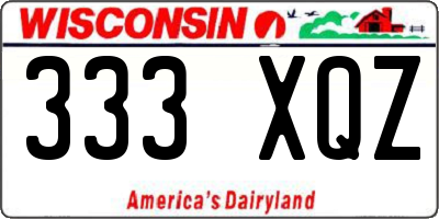 WI license plate 333XQZ