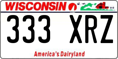 WI license plate 333XRZ