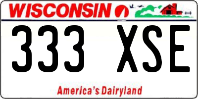 WI license plate 333XSE