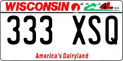 WI license plate 333XSQ
