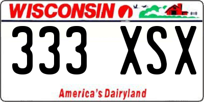 WI license plate 333XSX