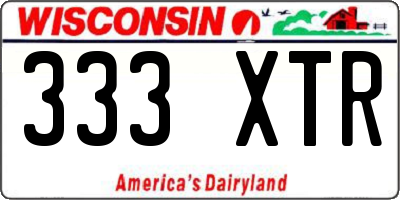 WI license plate 333XTR