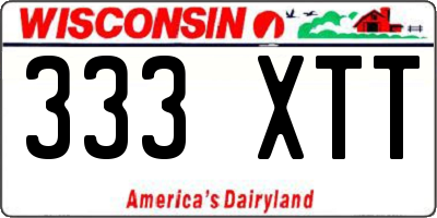 WI license plate 333XTT