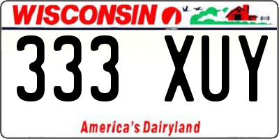 WI license plate 333XUY
