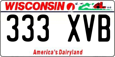 WI license plate 333XVB