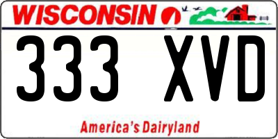 WI license plate 333XVD