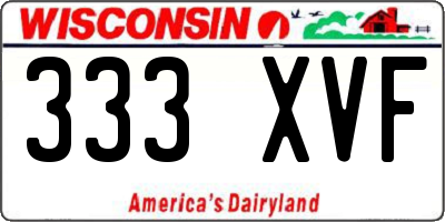 WI license plate 333XVF