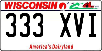 WI license plate 333XVI