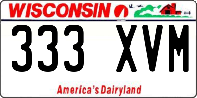 WI license plate 333XVM