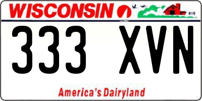 WI license plate 333XVN