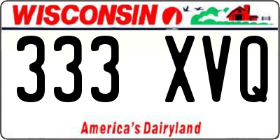 WI license plate 333XVQ
