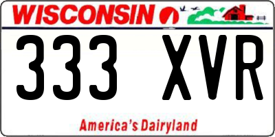 WI license plate 333XVR