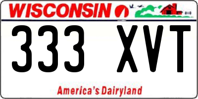 WI license plate 333XVT