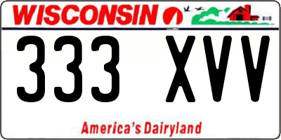WI license plate 333XVV