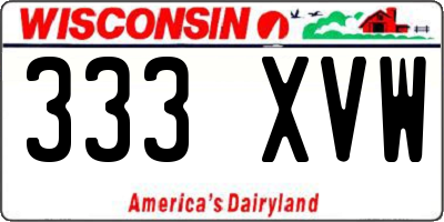 WI license plate 333XVW