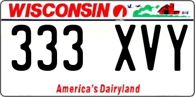 WI license plate 333XVY
