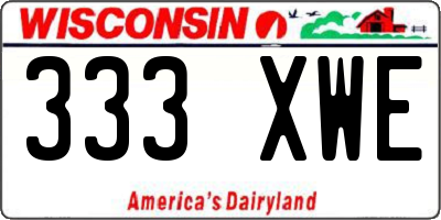 WI license plate 333XWE