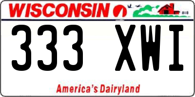 WI license plate 333XWI