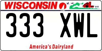 WI license plate 333XWL