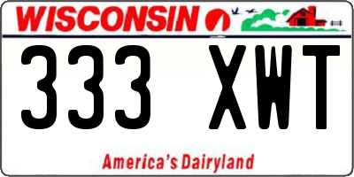 WI license plate 333XWT