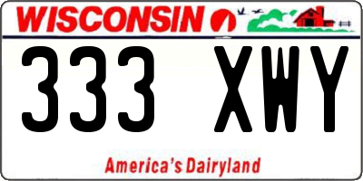 WI license plate 333XWY