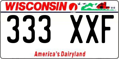 WI license plate 333XXF