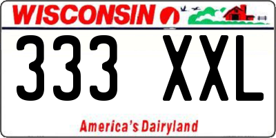 WI license plate 333XXL