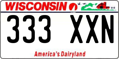 WI license plate 333XXN