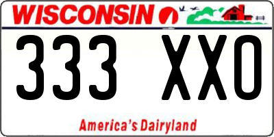 WI license plate 333XXO