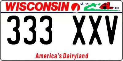 WI license plate 333XXV