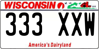 WI license plate 333XXW