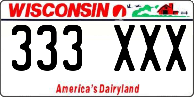 WI license plate 333XXX