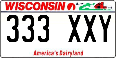 WI license plate 333XXY