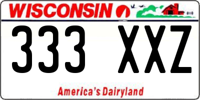 WI license plate 333XXZ