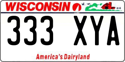 WI license plate 333XYA