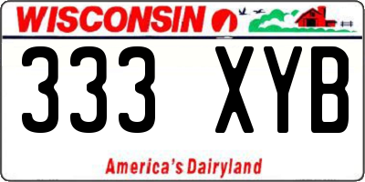 WI license plate 333XYB