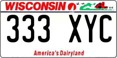 WI license plate 333XYC