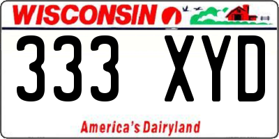WI license plate 333XYD